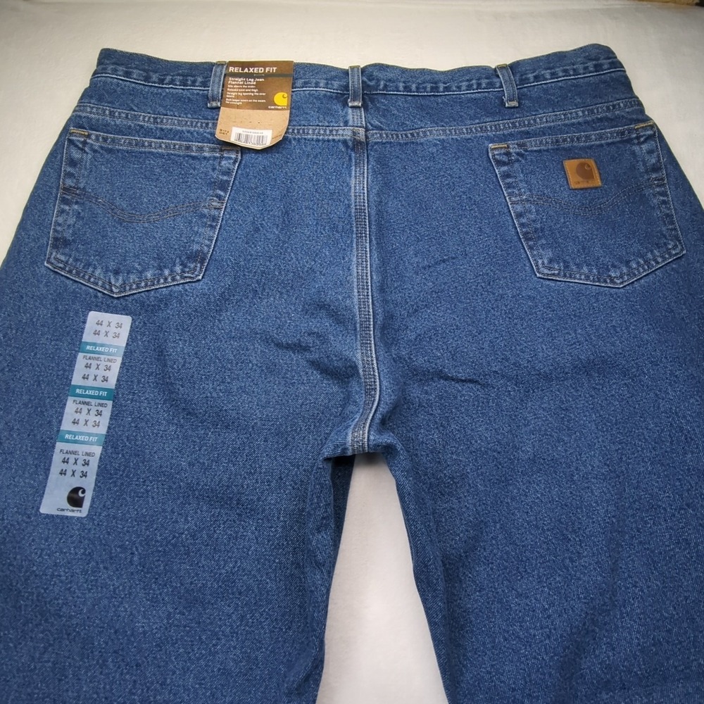 Carhartt B172-DST Men's Relaxed Fit Jeans With Flannel Lining 44 X 34 - Picture 3 of 12